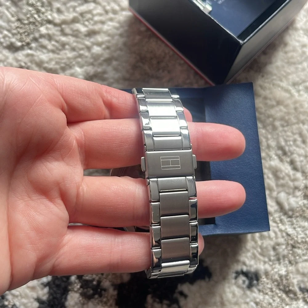 Tommy Hilfiger Men's Silver and Black Watch